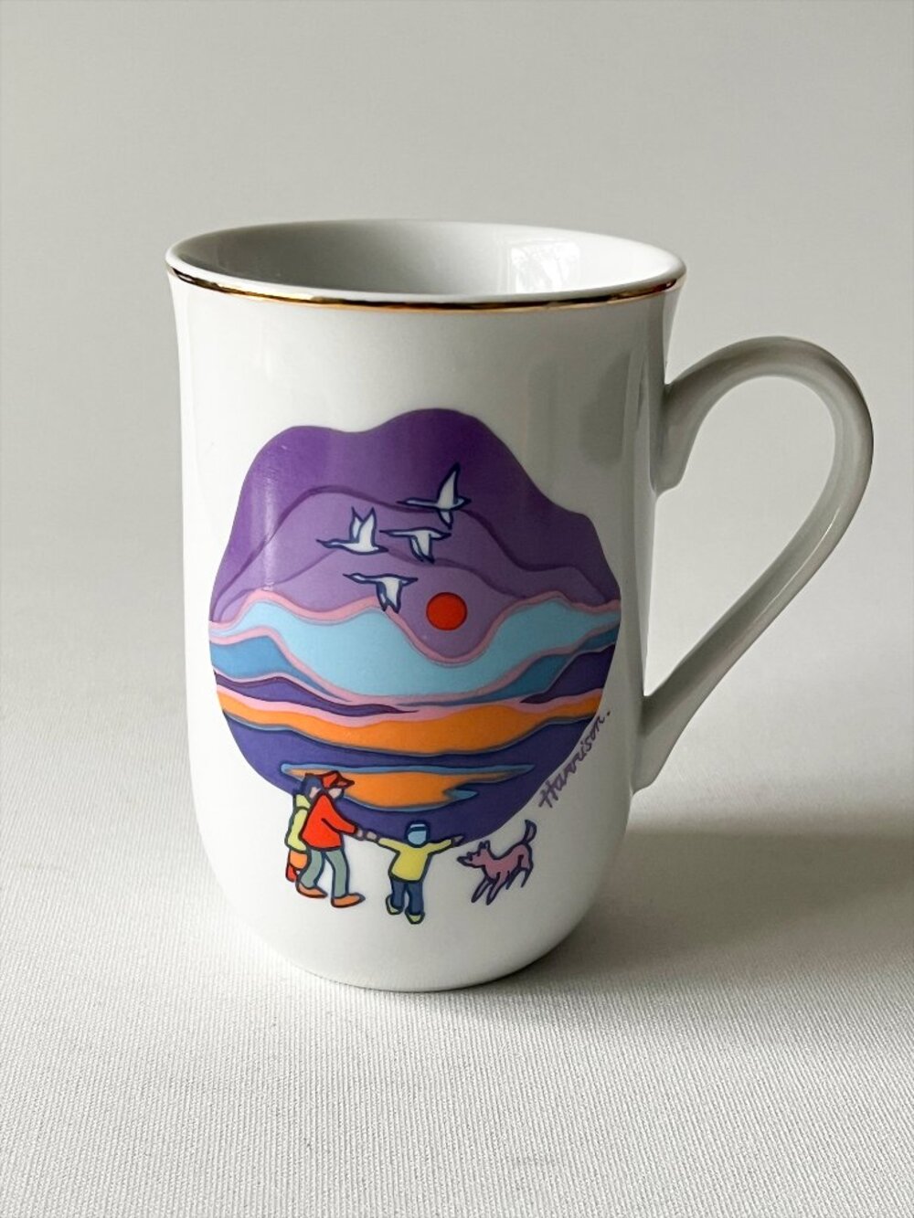 VTG Ted Harrison "Canada Geese" Hand Decorated Collector's Mug Yukon Canada 1989